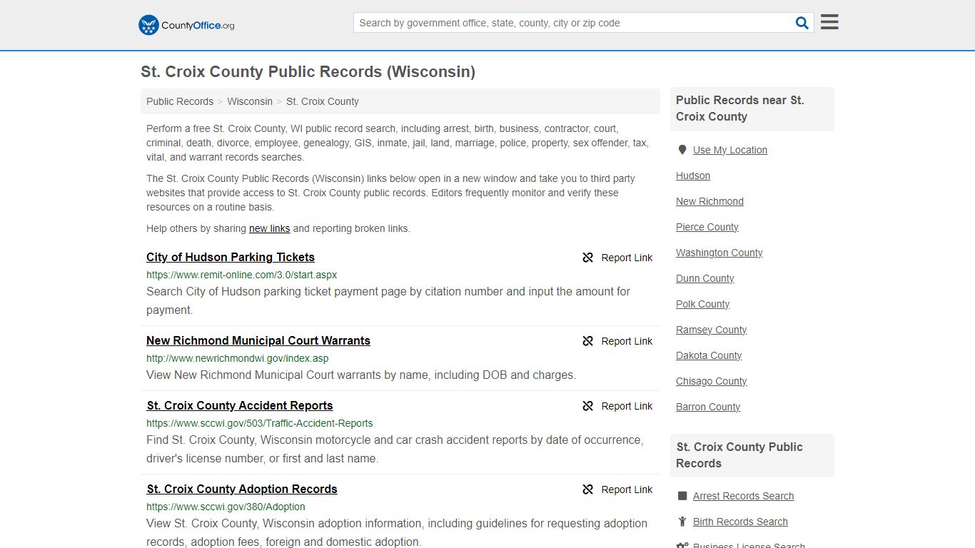 St. Croix County Public Records (Wisconsin) - County Office